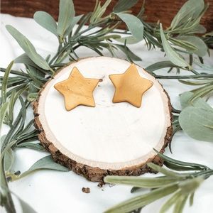 Handmade clay boho gold earring studs - shapes